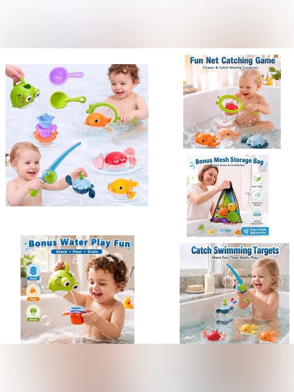 BATH TIME TOYS Magnetic Fishing Pole with Swimming Animals